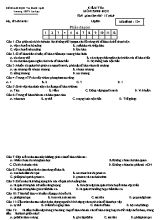 Đề kiểm tra 15 phút môn Sinh học Lớp 10 - Mã đề 134 - Trường THPT Lê Lợi